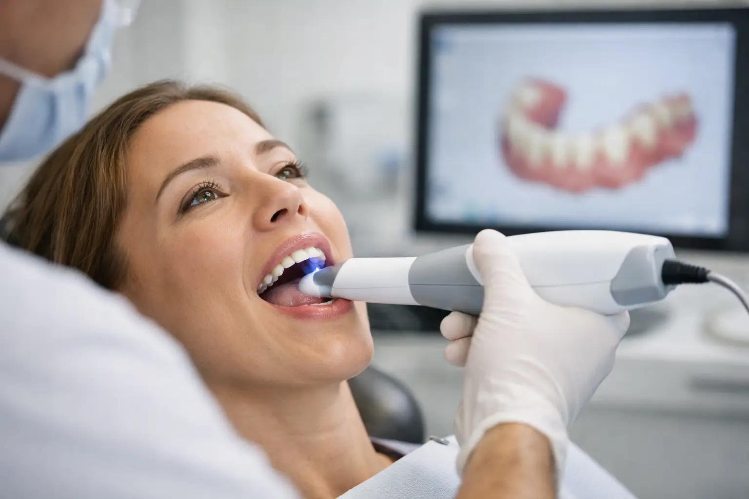 Dentista Estetico Usa Scanner Facciale Per Realizzare Faccette Sui Denti Ma Anche Mascherine Per Sbiancamenti Dentali O Allineatori Invisibili